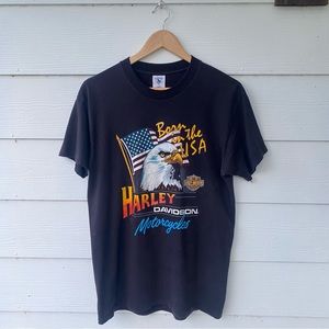 Vintage 90s Eagle USA Single Stitch Harley Davidson Tee L